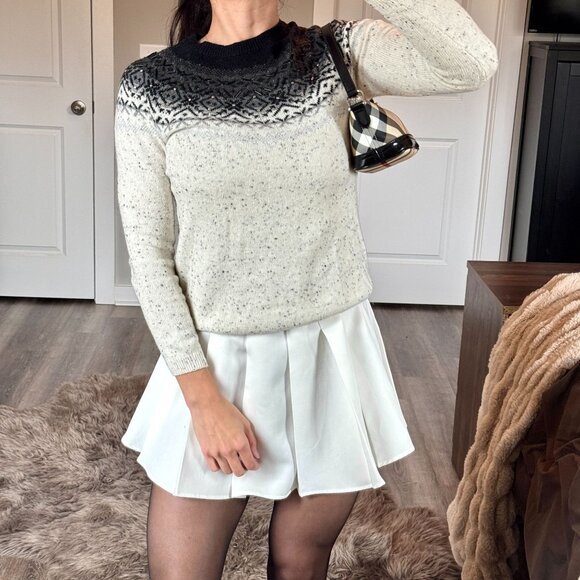 Talbots Speckled Fair Isle Beaded Knit Sweater Winter Nordic Scandi Cottagecore - Picture 1 of 10